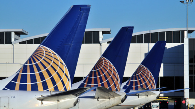 Three Continental airplanes on the tarmac