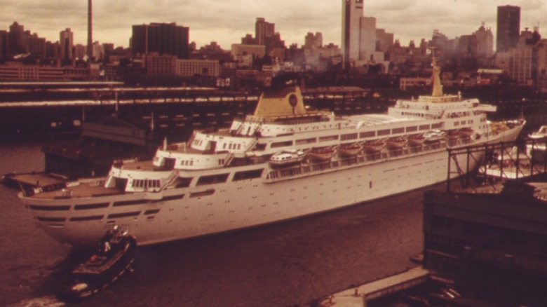 Home Lines Cruise ship Oceanic in dock at New York Harbor