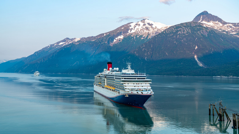 Cruise ship at Skagway harbor in Alaska