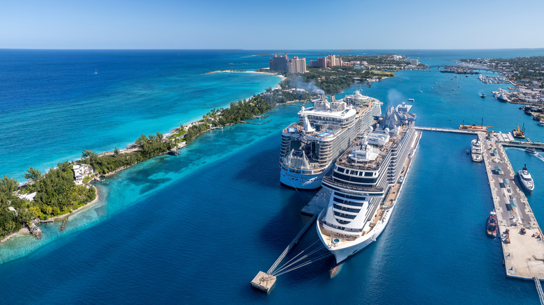 Cruise ship docked in Nassau, Bahamas