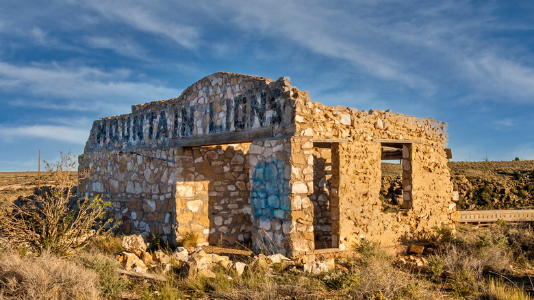 A stone structure from the abandoned Two Guns Zoo