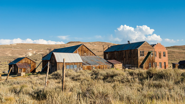 Abandoned cabins in Bodie ghost town, California
