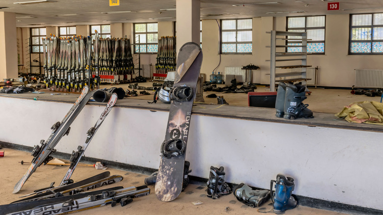 Abandoned ski rental shop at Alps Ski Resort, South Korea