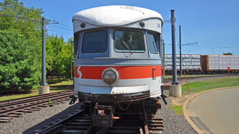 Antique SEPTA bullet trolley in the Electric City Trolley Museum in Scranton, Pennsylvania