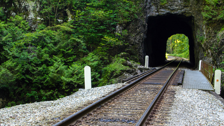 Railroad tunnel at Natural Tunnel State Park in Appalachian Mountains of Virginia