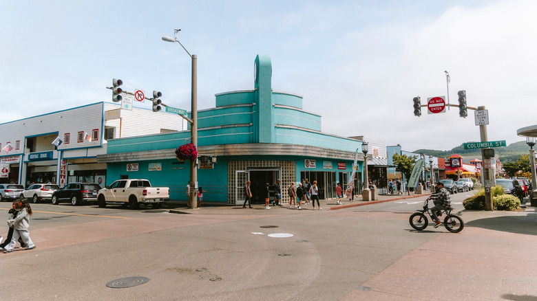 Diner on street corner in Seaside, Oregon