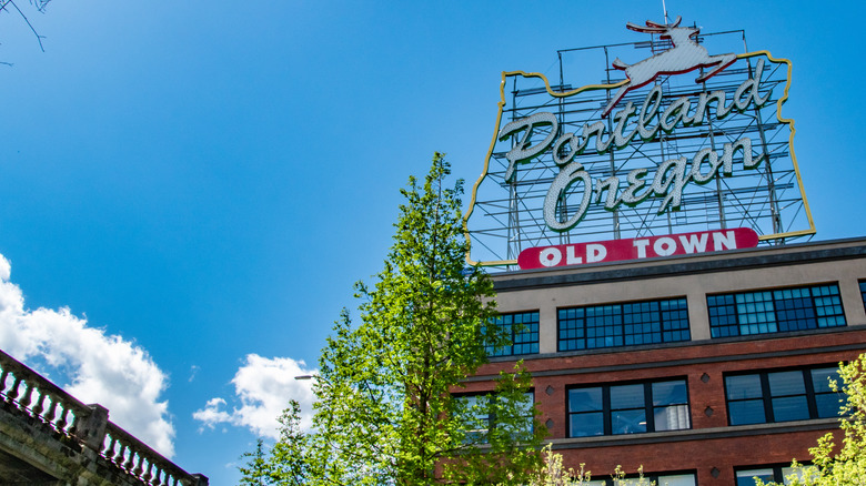 White stag in Old Town Portland