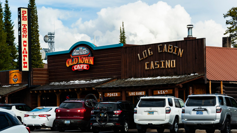 Old Town Cafe and Log Cabin Casino in downtown West Yellowstone, Montana