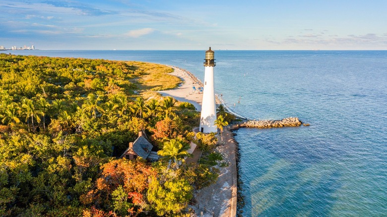 Cape Florida Lighthouse at Bill Baggs State Park in Key Biscayne, Florida