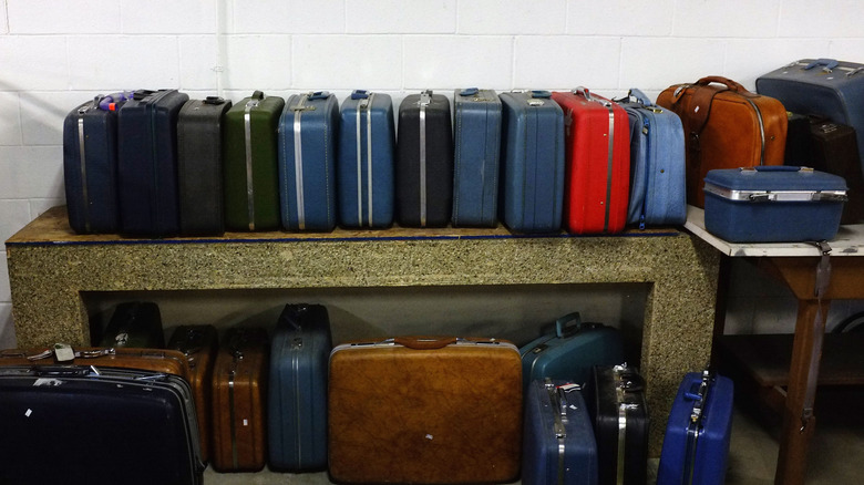 Suitcases in a thrift store