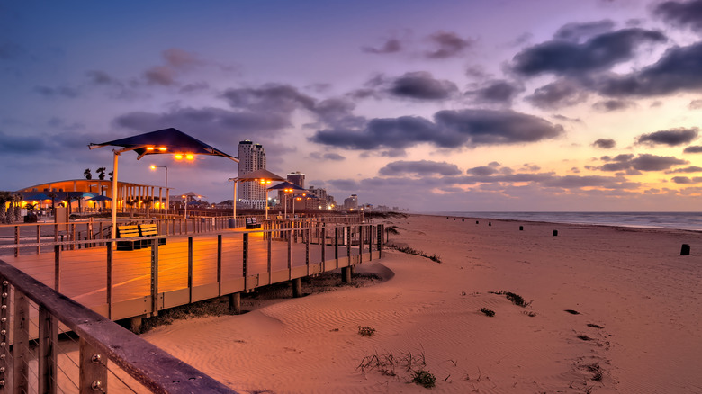 Sunrise over the beach in South Padre Island Texas