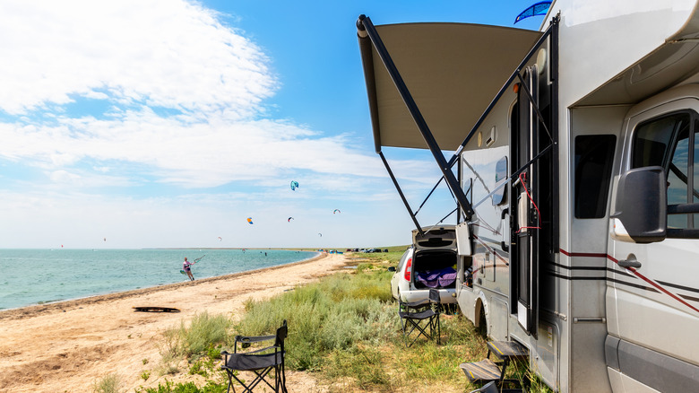 RV camping on a beach