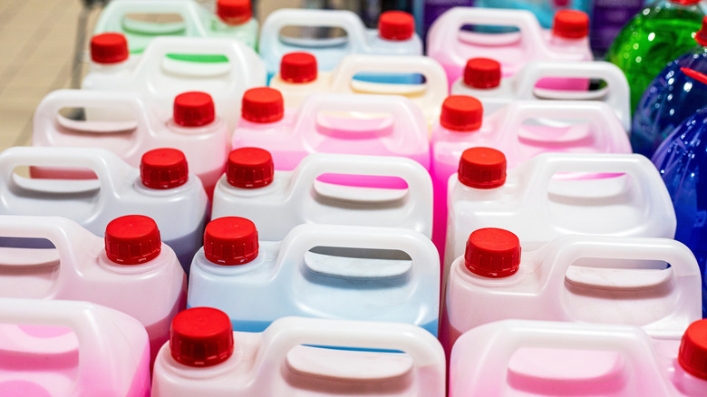 Bottles of antifreeze lined up in the store