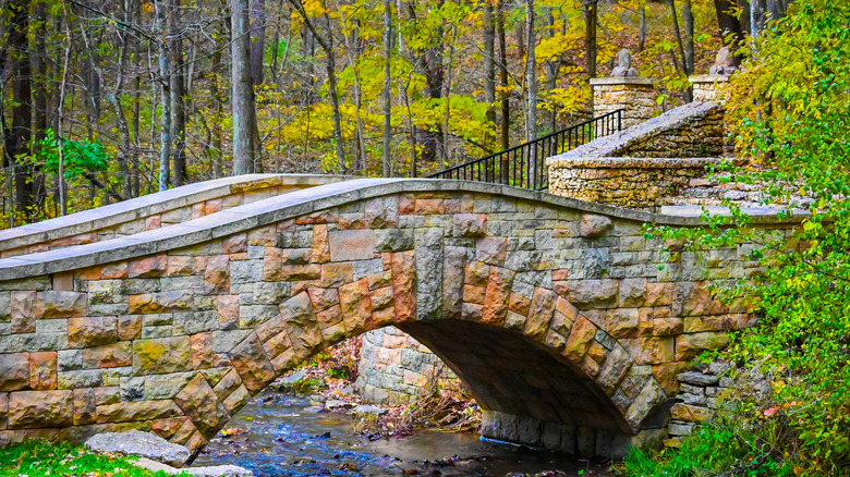 A lush bridge and waterway in Decorah, Iowa
