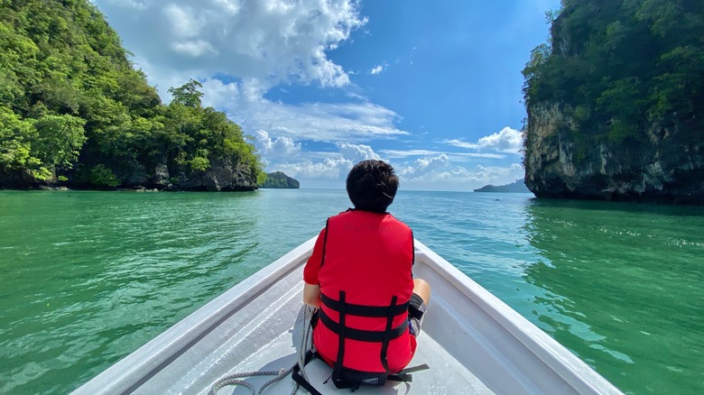 A tourist in a boat in Langkawi Island, Malaysia