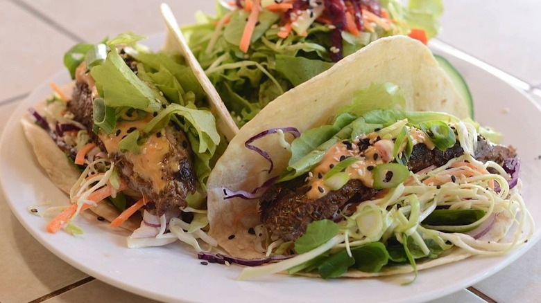 fancy tacos on plate at Garaje in SoMa