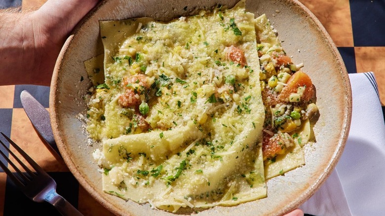 plate of Raviolo at Hazie's restaurant in San Francisco