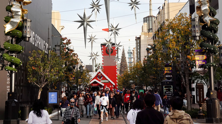 Shoppers walking through The Grove, Los Angeles