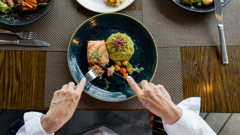 Close up of a woman eating