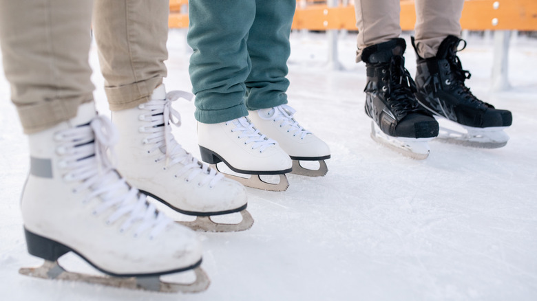 Close up of ice skates