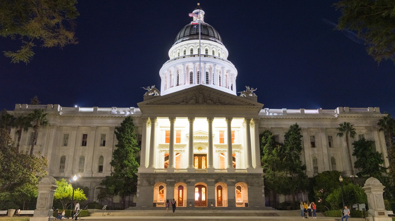 Night view of the California State Capitol in Sacramento