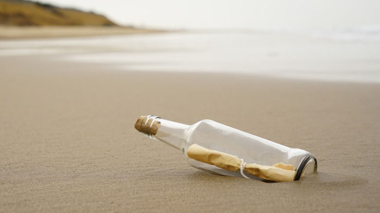 A message in a bottle on the beach