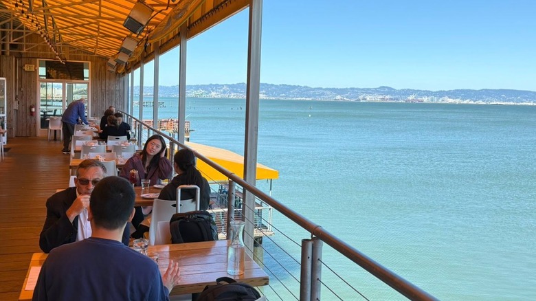 Patio seating at Mission Rock Resort