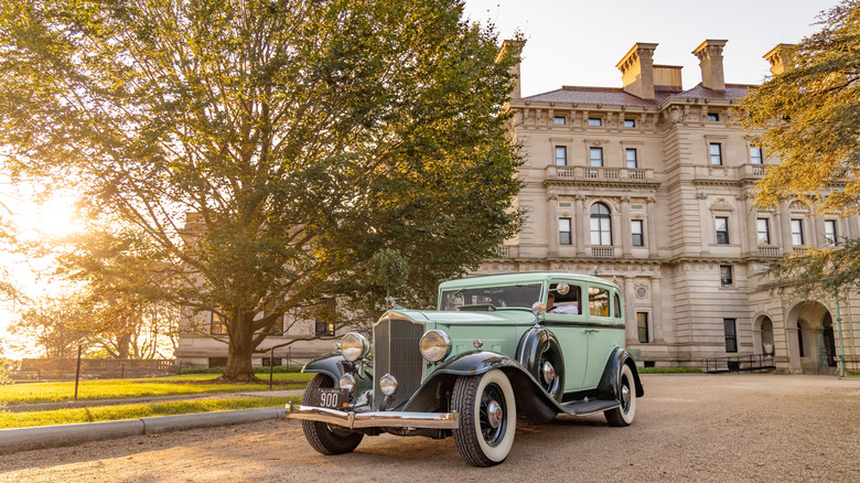 Vintage car in front of The Breakers in Newport, Rhode Island