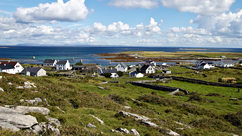 Coastal village on Inis Mor island in Ireland