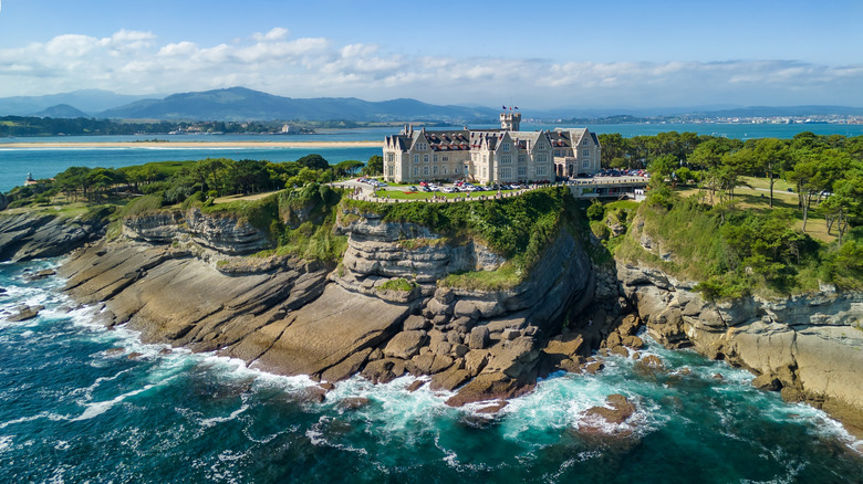 A castle on the coastline in Cantabria, Spain