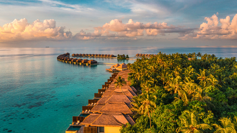 Aerial view of a resort in the Maldives