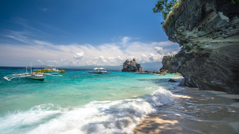 Waves crashing at Apo Island, in Dumaguete, Philippines
