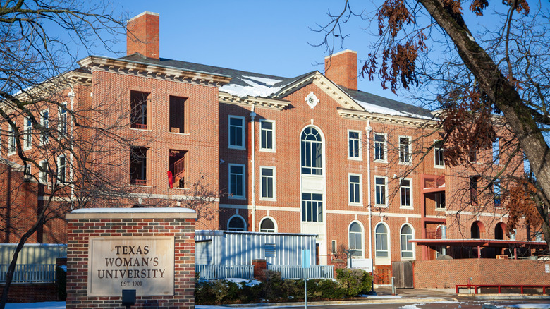Red brick college structure of Texas Woman's University in Denton