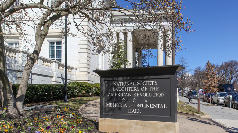 Sign of The Daughters of the American Revolution at The Memorial Continental Hall in Washington, D.C.