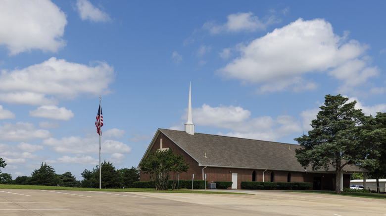 Empty rural church parking lot