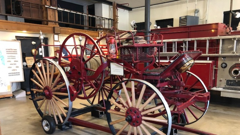 Antique and modern fire engines at the Dallas Firefighters Museum