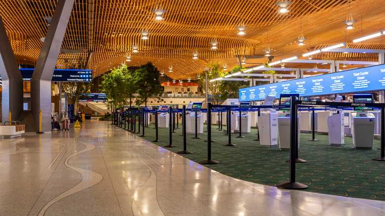 Ticketing and check-in area in remodeled Portland International Airport, as seen on January 6, 2025