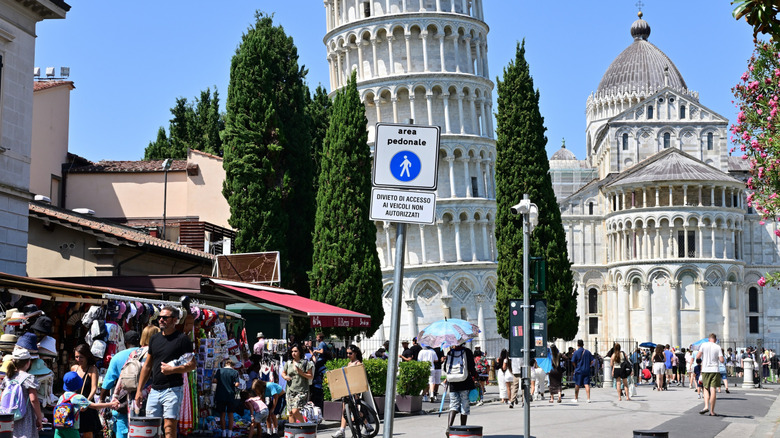 Pedestrian area near the Leaning Tower of Pisa