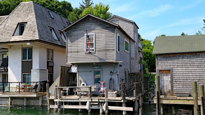Fishing cottages in the Historic Fishtown area of Leland, Michigan