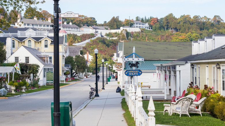Houses and streets in Mackinac Island, Michigan