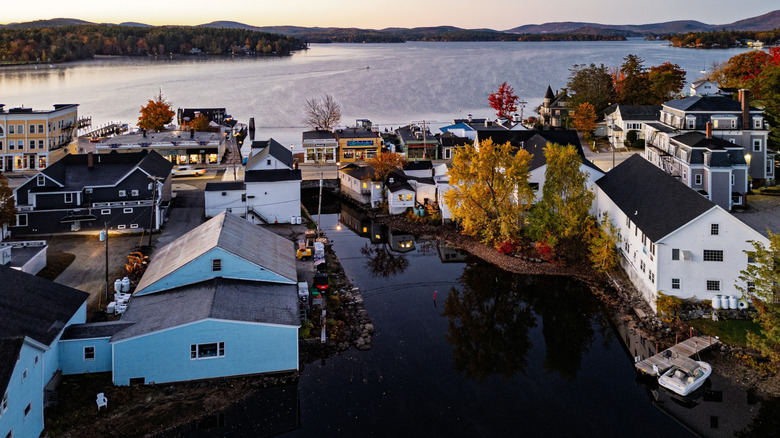 Aerial shot of Wolfeboro, New Hampshire