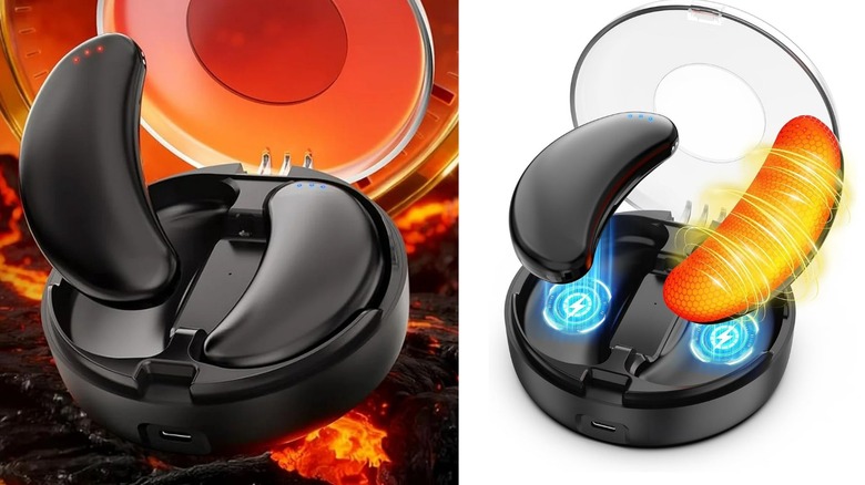 Two black cases with reusable electric handwarmers.