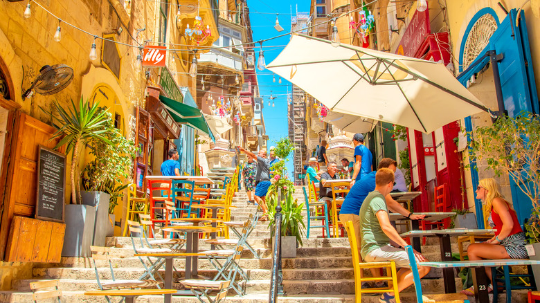 Colorful cafe in Valletta, Malta