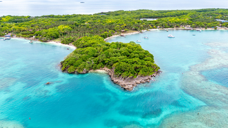 Aerial view of Rosario Islands near Cartagena, Colombia