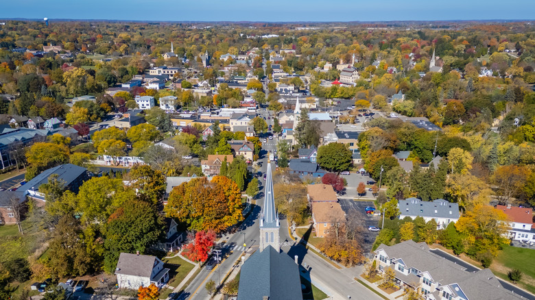 The downtown area of Cedarburg, Wisconsin, in the wintertime