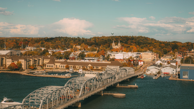 Downtown Sturgeon Bay, located on a peninsula between Green Bay and Lake Michigan