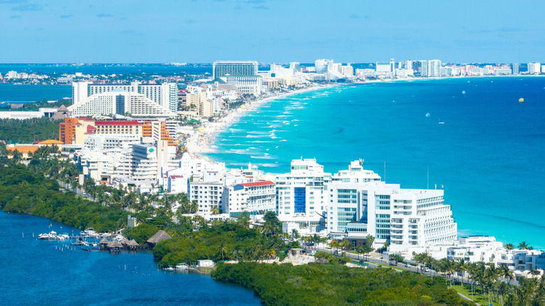 An aerial view of Cancun's Hotel Zone