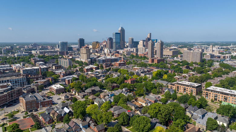 An aerial view of Indianapolis, Indiana
