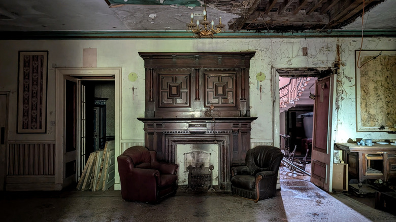 The derelict Woolton Hall, Liverpool