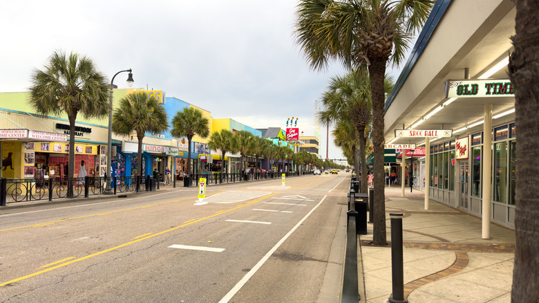 A main shopping strip in Myrtle Beach